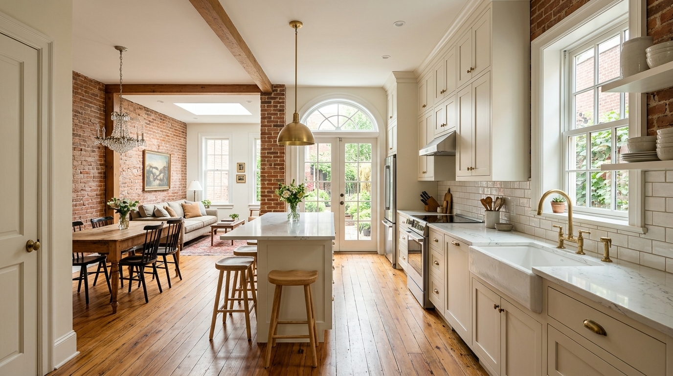 Remodeled Baltimore kitchen with custom cabinetry and quartz island